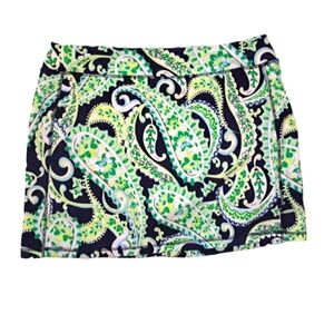 Talbot's Black Green Paisley Print Pull-On Skort Size XLP